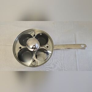 READ Induction 18/10 Stainless Steel Clad Bottom 4 Egg Poacher Pan w/Lid 7.5"